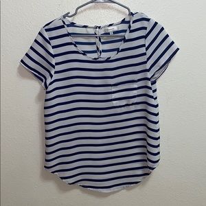 White shirt with blue stripes